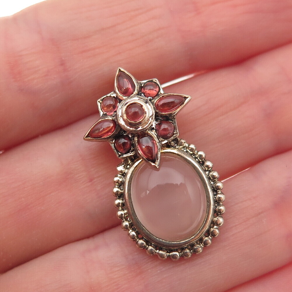 Metropolitan Museum of Art Sterling Gold Plated Vintage Garnet & Quartz Pendant